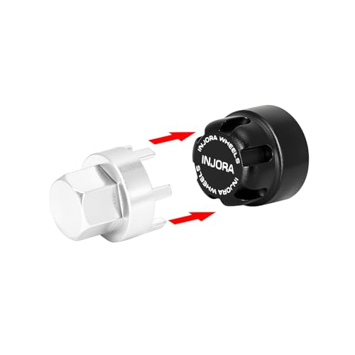 INJORA M2 Wheel Lock Nuts with Aluminum Cap for 1/24 RC Crawlers (Black) - color: Black