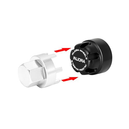 INJORA M2 Wheel Lock Nuts with Aluminum Cap for 1/24 RC Crawlers (Black) - color: Black