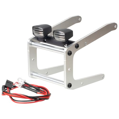 RC Car Aluminum Front Bumper w/Lighting for Tamiya Bullhead ClodBuster 4x4x4 Monster Truck Car Upgrade Parts (Silver) - color: Silver