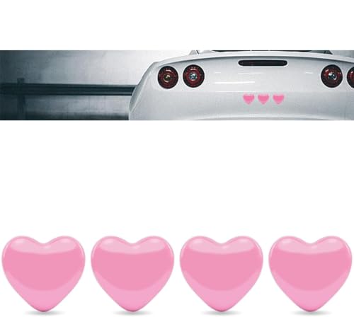 4PCS Pink Chrome Hearts Metal Car Emblem Stickers Self Adhesive Waterproof Car Stickers Car Accessories for Women Exterior Car Decor for Women Bumper Tailgate License Plate Decals