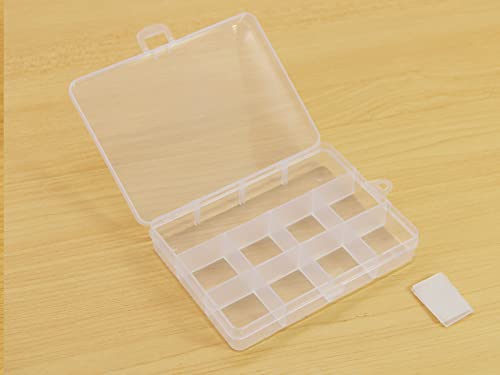 Small Plastic Organizer Box 10 packs12 Grids Clear Storage Container Jewelry Case with Fixed Dividers for Beads Art DIY Crafts Jewelry Fishing Tackles 5.04 * 3.82 * 0.87 inches - size: 10pcs 12 Grids Box