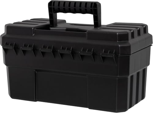 Akro-Mils 14-Inch Plastic Toolbox with Removable Tray, Steel Latch & Padlock Eye, Industrial-Grade Tool Box for Tools, Crafts, First Aid & Hobby Supplies, 14" x 8" x 8", Made in USA, Black (09514) - color: Black, size: 1-Pack