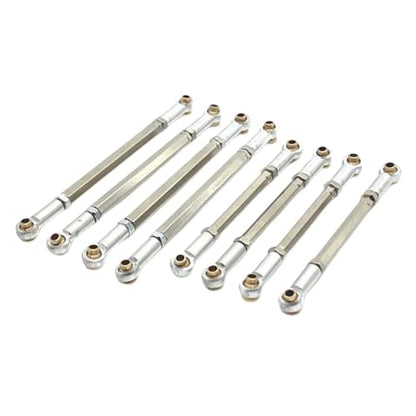 8Pcs RC Model Vehicle Parts Steering Link Rod, Replacement Chassis Linkage Adjustable for MN128 1/12 Scale Truck DIY Accs, Argent