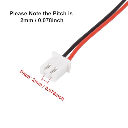 Alinan 20pcs JST-XH2.54mm 2 Pin Connector Kit, Included 10pcs Mini 2 Pin 26AWG Female Connector Plug with 200mm Cable Wire and 10pcs Micro 2Pin Male Connector Plug - color: 2Pin 26AWG 200mm Cable