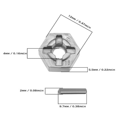 4 Pieces 55-ZJ09 Wheel Hub Hex Adapter RC Car Aluminum Alloy Wheel Hub Hex Accessory for 9125 9155 9156 1/10 1/12 RC Car