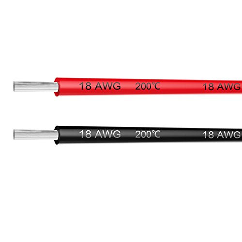 Electrical Wire 18 AWG 18 Gauge Silicone Wire Hook Up Wire Cable 20 Feet [10 ft Black and 10 ft Red] - Soft and Flexible 150 Strands 0.08mm of Tinned Copper Wire High Temperature Resistance - size: 2 Colors each 10FT, style: 18AWG