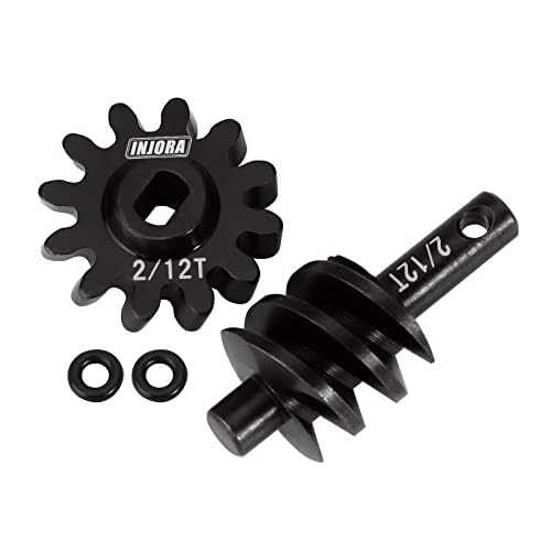INJORA Overdrive Differential Axle Steel Gears 2/12T Steel Worm Gears Upgrade Parts for AX24 SCX24 C10 JLU Gladiator Bronco Deadbolt Axial 1/24 RC Crawler Car - size: 12T