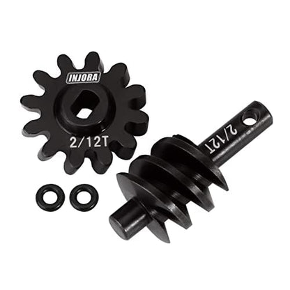 INJORA Overdrive Differential Axle Steel Gears 2/12T Steel Worm Gears Upgrade Parts for AX24 SCX24 C10 JLU Gladiator Bronco Deadbolt Axial 1/24 RC Crawler Car - size: 12T