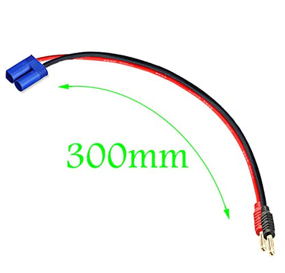 EC3 Connector Plug EC3 Male to 4mm Banana Connector | Battery Charger Adapter 12AWG 30cm Cable 2 Pack for RC Helicopter Quadcopter RC Car Airplane( 2Pack EC3 Banana) - style: EC3 plug connector