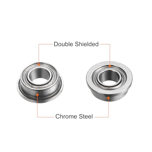 uxcell MF63ZZ Flanged Ball Bearing, 20pcs 3x6x2.5mm Chrome Steel Double Shielded ABEC1 Flange Bearings - size: 3x6x2.5mm