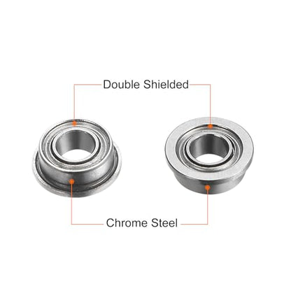 uxcell MF63ZZ Flanged Ball Bearing, 20pcs 3x6x2.5mm Chrome Steel Double Shielded ABEC1 Flange Bearings - size: 3x6x2.5mm