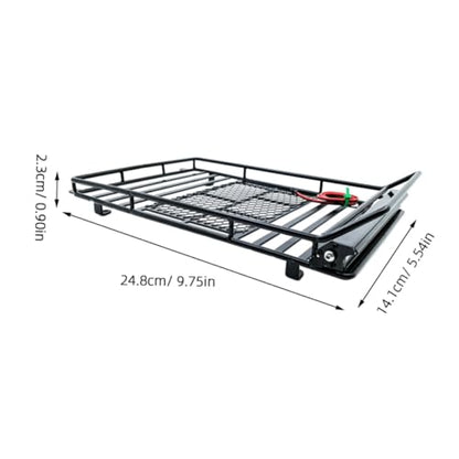 Luxshiny Rc Crawler Car Roof Luggage Bracket with Light Durable Cargo Holder Rack for Simulation Accessories Storage - size: 24.80X14.10X2.30CM