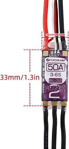 FLYCOLOR Francy2 50A Brushless ESC Speed Controller Support 3-6S BEC 5V/3A BL32 Dshot with XT60 & 3.5mm Bullet Plugs for RC Airplane P5B Sailplane