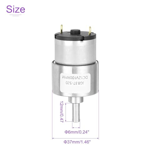 DMiotech Micro DC 12V 100RPM Geared Motor with Bracket Gear Reduction Motors 37mm Diameter Gearbox Micro Speed Reduction for RC Car, Robot Model, DIY Toys - style: 100RPM