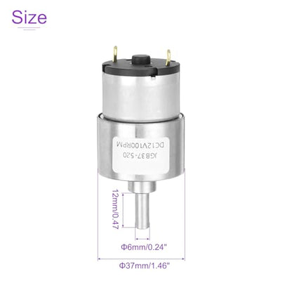 DMiotech Micro DC 12V 100RPM Geared Motor with Bracket Gear Reduction Motors 37mm Diameter Gearbox Micro Speed Reduction for RC Car, Robot Model, DIY Toys - style: 100RPM