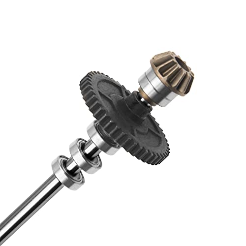 Metal Center Drive Shaft RC Car Central Transmission Shaft w/ 27T Motor Gear Upgrade Part Compatible with Wltoys 124018 124019 1/12 RC Car Buggy (Silver) - color: Silver