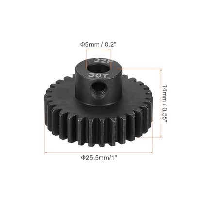 MECCANIXITY RC 32P Hardened Pinion Gear 5mm Shaft, 30T Motor Gears Carbon Steel for 1/10 RC Model Car Boat Drone - style: 30T