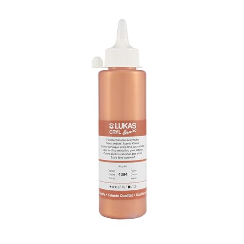 Lukas Cryl Liquid Soft Body Acrylic Paints for Painting - Professional Low Viscosity - 250 ml Bottle Copper - color: Copper