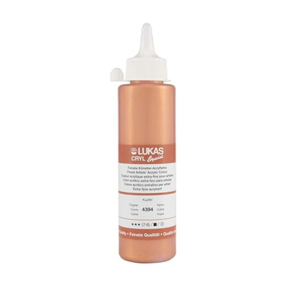 Lukas Cryl Liquid Soft Body Acrylic Paints for Painting - Professional Low Viscosity - 250 ml Bottle Copper - color: Copper