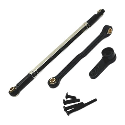 Servo Link Rod Metal Steering Rod High Strength RC Car Push Rods Linkage Rod End for 1:12 99S MN78 Trucks DIY, Black - color: Black