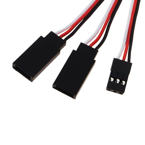 6Pcs 3 Pin JST Plug Splitters Servo Cord Wire,15 cm Male to 2 Female | Y harness connector servo extension cable. Fit for Futaba JR RC Car Airplanes - size: Male to 2 Female