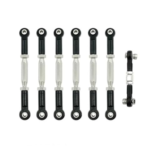 RC Car Rod Linkage Compatible with Traxxas for Slash 4X4/2WD 1/10 RC Car Upgrade Parts 1 Set 7 Pcs Metal Turnbuckle Camber Link End Adjustable Kit(Black) - color: Black