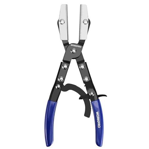 WORKPRO 10" Ratcheting Hose Pinch Off Pliers, Locking Hose Pinch Pliers | for Automotive Hose Lines, Radiator Lines, Fuel Lines, Coolant Lines - color: Blue