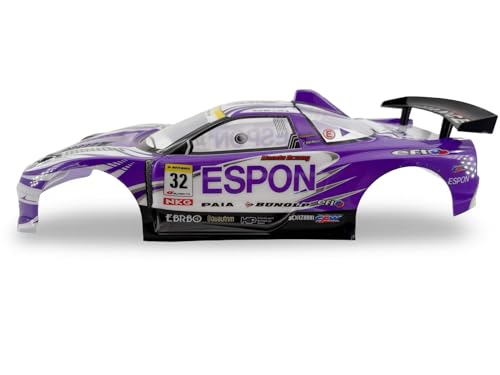 1/10 Scale RC Drift Racing Touring On Road Car Painted Body Shell, Spoiler Included, Pre-Cut, 258mm Wheelbase (Honda NSX-GT Style) - color: Honda Nsx-gt Style
