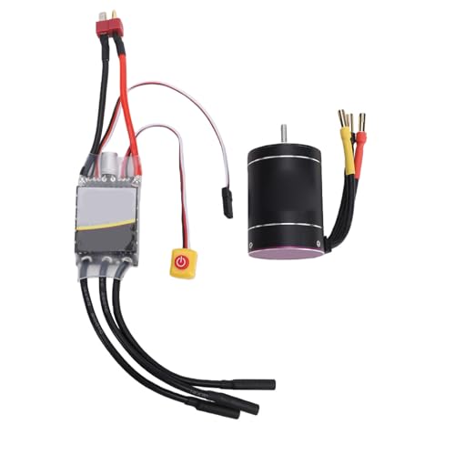 Drfeify RC Brushless Motor ESC Combo, 6400KV 75A with 2-3S LiPo Battery Protection for 1/10 1/8 Scale RC Cars Boats