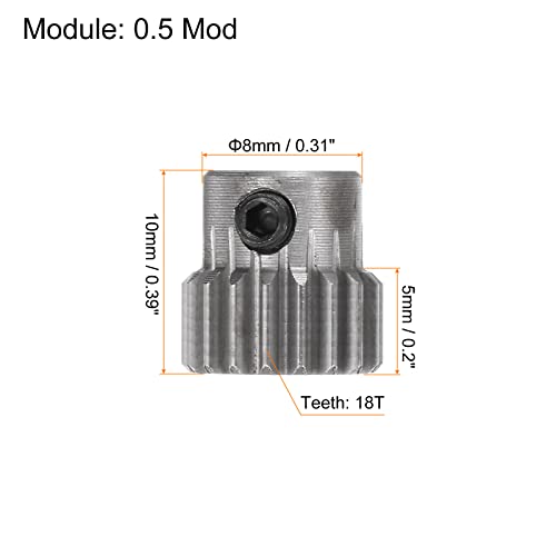 HARFINGTON Pinion Gear 3mm Bore 18T Mod 0.5 Stainless Steel Spur Diff Differential Motor Gear RC Car Replacement Parts - style: 18T