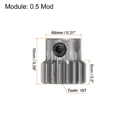 HARFINGTON Pinion Gear 3mm Bore 18T Mod 0.5 Stainless Steel Spur Diff Differential Motor Gear RC Car Replacement Parts - style: 18T