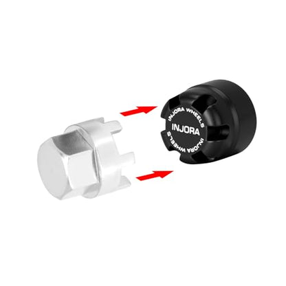INJORA M2.5 Wheel Lock Nuts with Aluminum Cap for 1/18 RC Crawlers Upgrade(Black) - color: Black