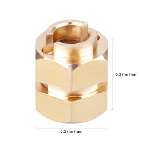 Brass Hex Wheel Hubs 7mm Extension Drive Adaptor Set for 1/18 TRX4M TRX4MT Bronco F-150 K10 Defender RC Crawler High Trail Upgrade Parts, 4 Pack