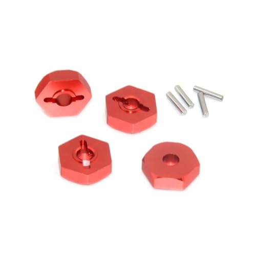 Parts For Traxxas For Slash 7154 1/16 4PCS Alloy Wheel Hub Adapter RC For Hobby Car 12mm Hex Diameter Monster Truck Off-Road CNC Hopup Parts(Red) - color: Red