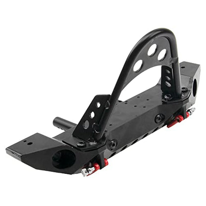 ShareGoo Metal RC Crawler Front Bumper with Tow Hook Led Light Compatible with Axial SCX10 Jeep SCX10 II 90046 90047 Traxxas TRX-4 RC4WD D90 Redcat Gen8 1/10 RC Crawler Car (Black)