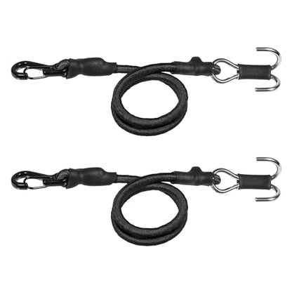 2pcs 280mm Elastic Strap Escape Rope Kinetic Winch Strap with Rescue Trailer Hook for 1/18 1/24 RC Crawler Car TRX4M High Trail SCX24 FCX24 (Black) - color: Black