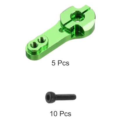 MECCANIXITY 5 Pcs Aluminum Servo Horn 25T Steering Arm 35mm Length Green Suitable for DIY RC Car/Boat/Airplanes Boat Model Accessories with 2 Pcs Screws - color: Green
