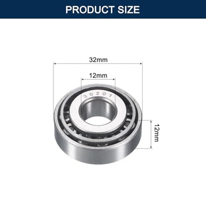 2 Pack 30201 Tapered Roller Bearing Cone and Cup Set | 12mm Bore 32mm OD 12mm Cup Width, Chrome Steel Wheel Bearings, ABEC-3 - size: 30201