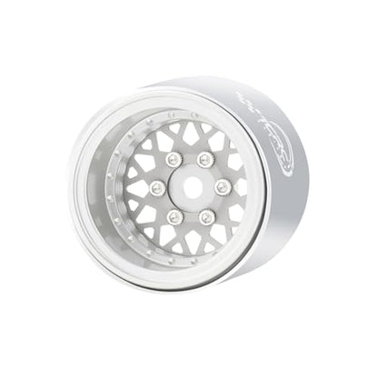 4PCS Deep Dish Grade 5 Titanium Wheel Face 1.0 Inch Beadlock Wheels Hubs for 1/24 Axial SCX24 TRX4M FCX24 Redcat Ascent-18 HPI Venture18 1/18 RC Crawler Car Upgrade Parts - color: Silver