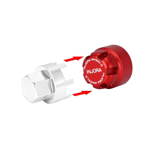 INJORA M2 Wheel Lock Nuts with Aluminum Cap for 1/24 RC Crawlers Upgrade(Red) - color: Red