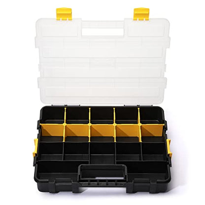 MIXPOWER 2 Pieces 34-Compartment Toolbox Organizer sets, 20 Removable Dividers, Black/Yellow, 2 Pieces Set, Excellent for Screws, Nuts, Small Parts - size: Black/Yellow
