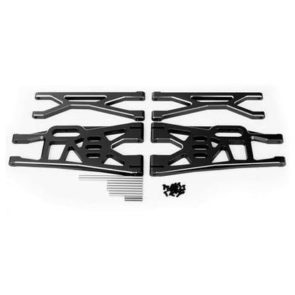 Aluminum Front Upper & Lower Suspension Arms Upgrades Set for 1/5 X-Maxx XMaxx RC Car (Black) - color: Black