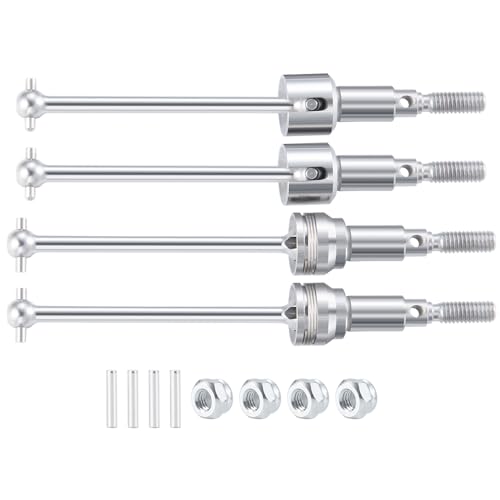 MORLORDY 4Pcs RC Front & Rear CVD Driveshaft 1 Set Metal Drive Shafts for 1/16 HBX 16889A, I-mex Katana, I-mex Shogun, Red-cat Volcano16 Upgrade Parts