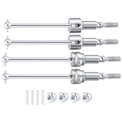 MORLORDY 4Pcs RC Front & Rear CVD Driveshaft 1 Set Metal Drive Shafts for 1/16 HBX 16889A, I-mex Katana, I-mex Shogun, Red-cat Volcano16 Upgrade Parts