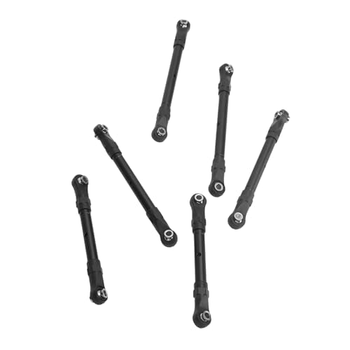 RC Tie Link Rods Set, 6 Pcs RC Car Steering Tie Rod Aluminum Alloy Spare Part Long Short RC Tie Rods Set for Slash Remote Controlled Car (Black) - color: Black