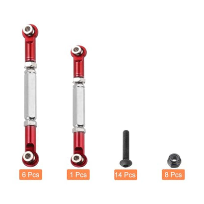 MECCANIXITY Adjustable Turnbuckles Camber Link Linkages Aluminum Alloy RC Car Steering Pull Rod Servo Linkages Tie Rod for 2WD 1/10 RC Car Crawler（Red） - color: Red