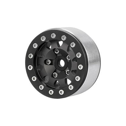 4PCS 1.55 Inch Aluminum Alloy Metal Beadlock Wheel Rim Hubs Replacement Accessory for AX90069 D90 TF2 CC01 Tamiya 1/10 RC Crawler Car Upgrade Parts(10Holes-Black) - color: 10holes-black