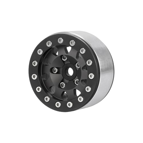 4PCS 1.55 Inch Aluminum Alloy Metal Beadlock Wheel Rim Hubs Replacement Accessory for AX90069 D90 TF2 CC01 Tamiya 1/10 RC Crawler Car Upgrade Parts(10Holes-Black) - color: 10holes-black