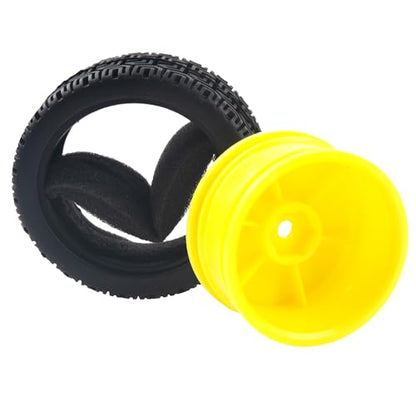 RC 12mm Hex Hub Wheel Rims & Rubber Tires Compatible with HSP Tamiya HPI Kyosho 1/10 On-Road Touring Car WLtoys 1/14 144001 Traxxas 1/16 Slash RC 1/18 A959B Buggy (Yellow) - color: Yellow