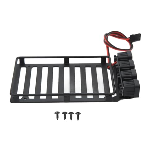 RC Roof Rack Luggage Carrier with 4 LED Lights RC Car Rack Lights Luggage Rack for Axial SCX24 1/24 RC Crawler Accessories (Quadrate Lamp) - size: Quadrate Lamp
